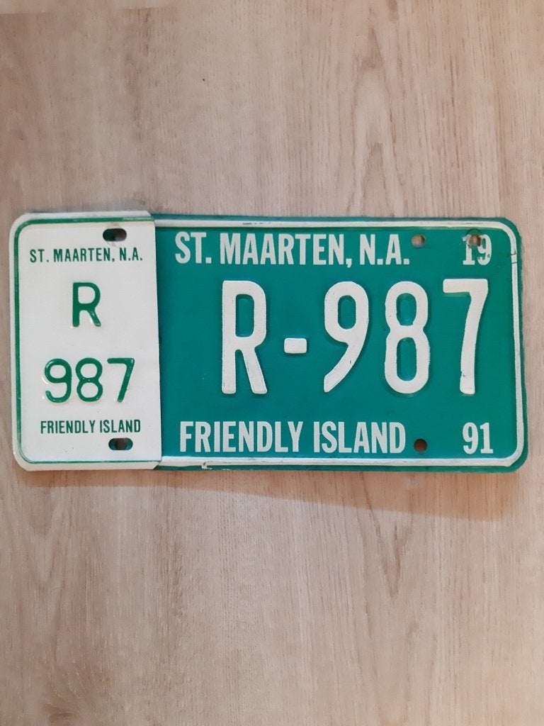 Nummerbord Sint Maarten voor 1991, Verzamelen, Verzenden, Gebruikt, Auto's