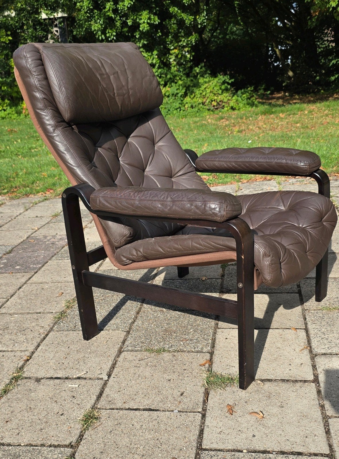 vintage gecapitonneerd fauteuil B.D. Furniture, Finland., Huis en Inrichting, Fauteuils, Ophalen, 75 tot 100 cm, 50 tot 75 cm