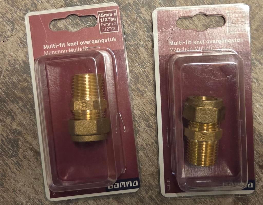 Multi-fit knel overgangsstuk 15mm x 1/2"bu, Doe-het-zelf en Verbouw, Buizen en Afvoer, Ophalen, Overige materialen, Overige typen