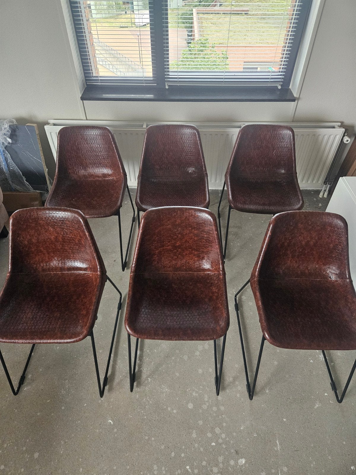 6x BPH lederen stoelen voor eettafel - Gebruikt, Ophalen, Gebruikt, Bruin, Leer