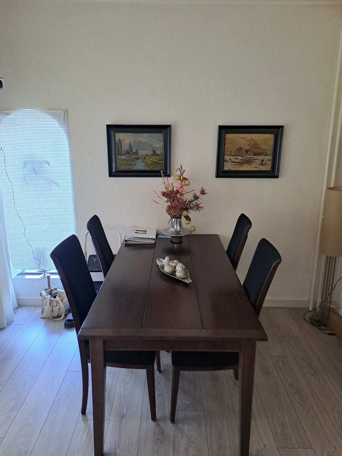 EETKAMER TAFEL MET 4 STOELEN IN GOEDE CONDITIE, Ophalen, Gebruikt, Antiek,  koloniaal, 4 tot 6 stoelen