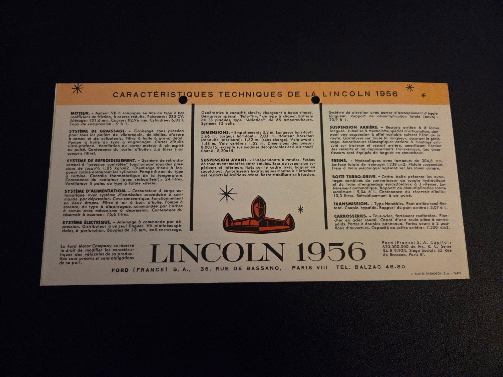Brochure Lincoln Premiere 1956, Ophalen of Verzenden, Zo goed als nieuw, Overige merken