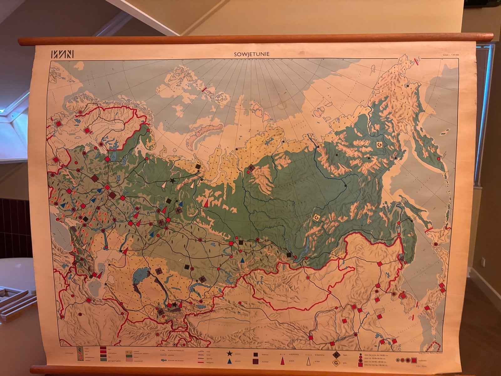 Oude schoolkaart Sovjet-Unie - Vintage wandkaart, Ophalen, Geschiedenis