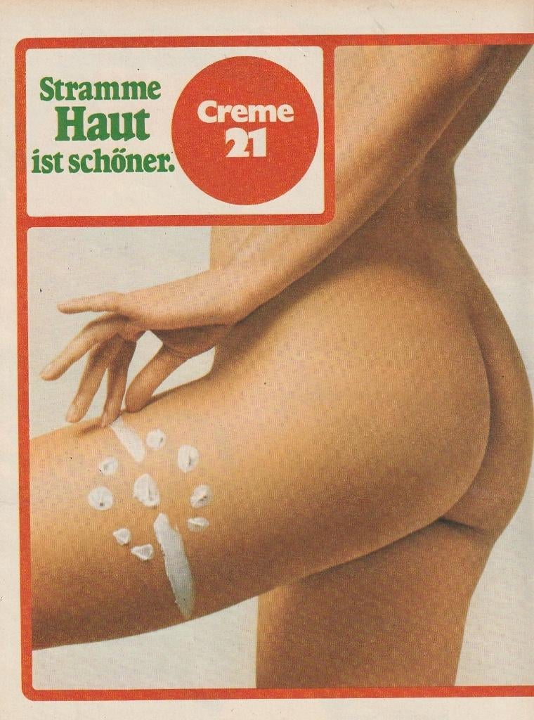 Retro reclame 1974 Creme 21 lotion naakte vrouw, Verzamelen, Verzenden, Overige typen