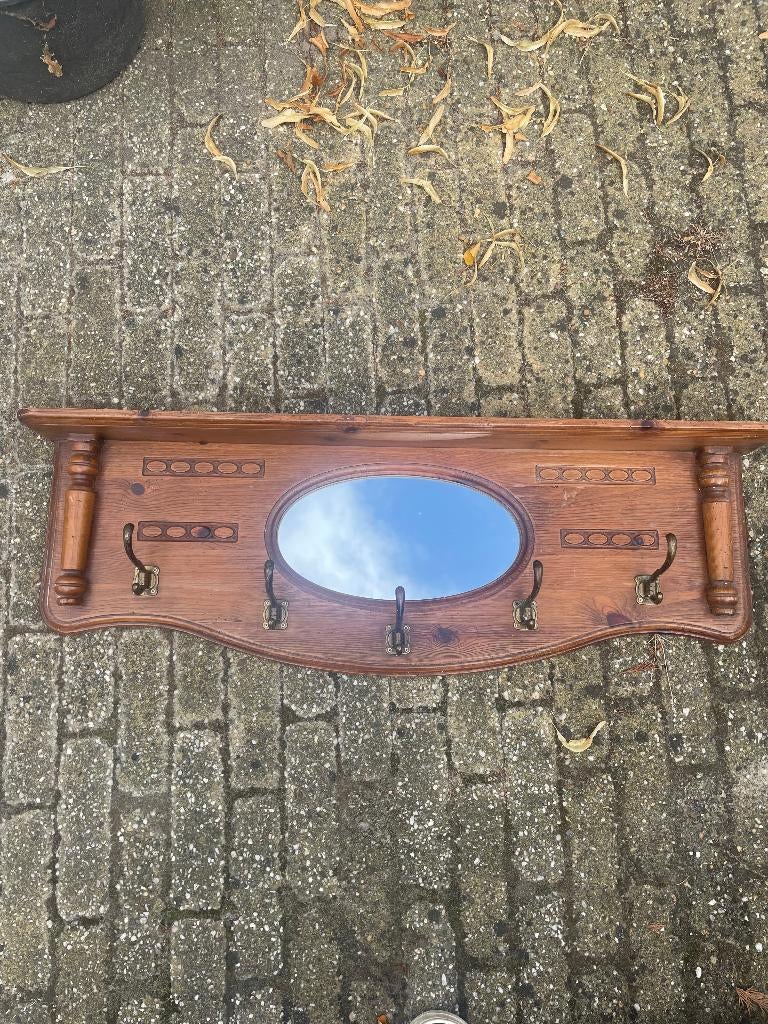Kapstok , Grenen met spiegel, Gebruikt, Minder dan 100 cm, Hout, Ophalen