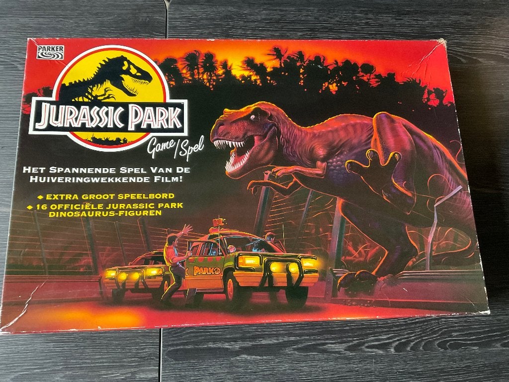Vintage Jurassic Park gezelschapsspel Parker + 16 dinosaurus, Ophalen of Verzenden, Gebruikt, Film