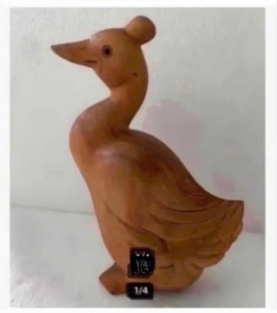 Brocante Houten beeld, Eend Gans, 16 x 10 cm, Antiek en Kunst, Ophalen of Verzenden