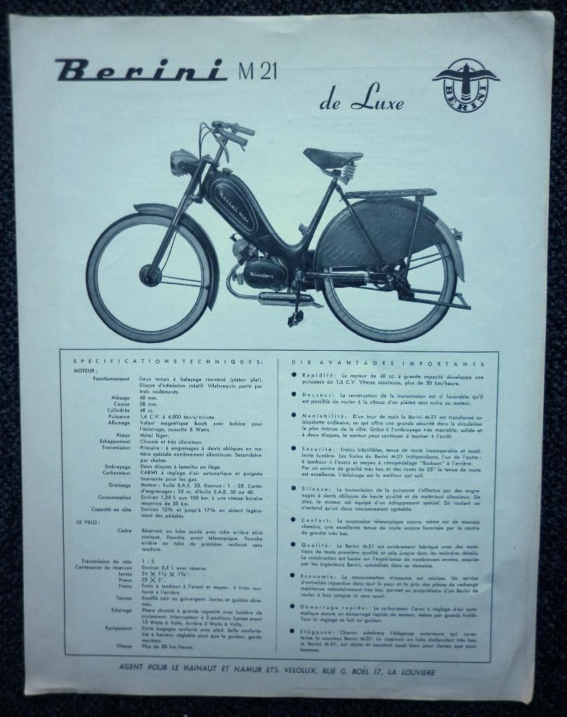 Berini M21 de Luxe folder bromfiets, Ophalen of Verzenden, Zo goed als nieuw