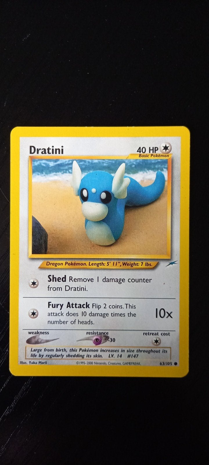 Dratini Pokémon Kaart - 63/105 - Basic Pokémon, Ophalen of Verzenden, Gebruikt, Losse kaart