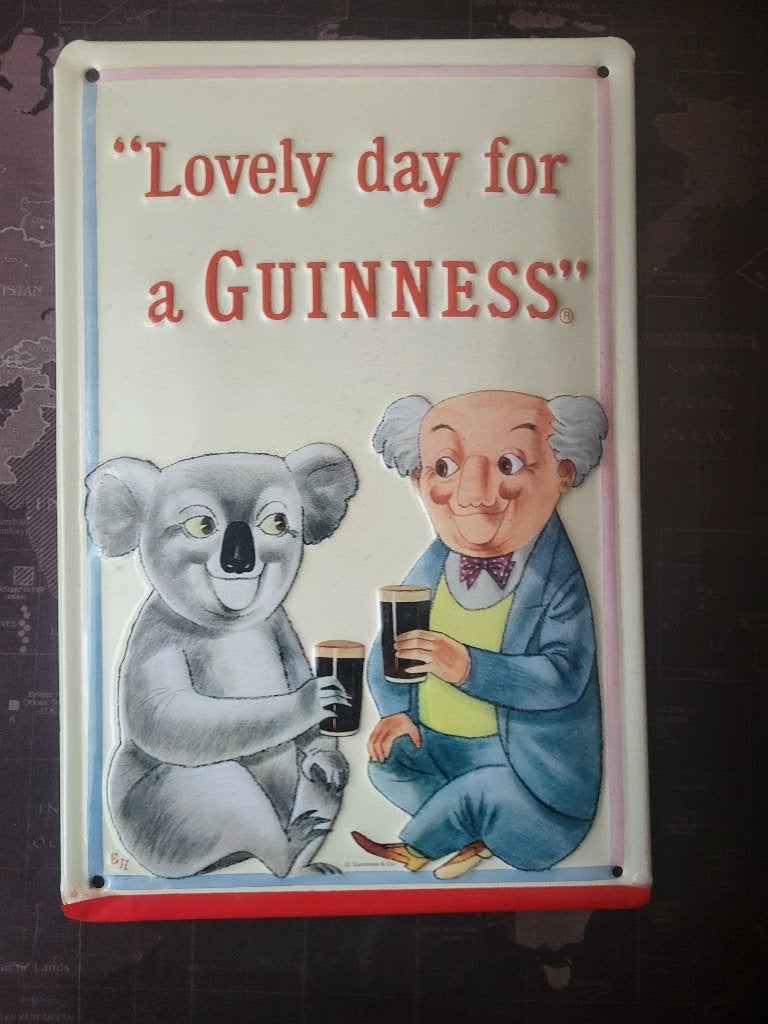 GUINNESS BEER - 348 - BIER OM SAMEN VAN TE GENIETEN., Verzamelen, Ophalen, Zo goed als nieuw, Reclamebord, Plaat of Schild, Overige merken