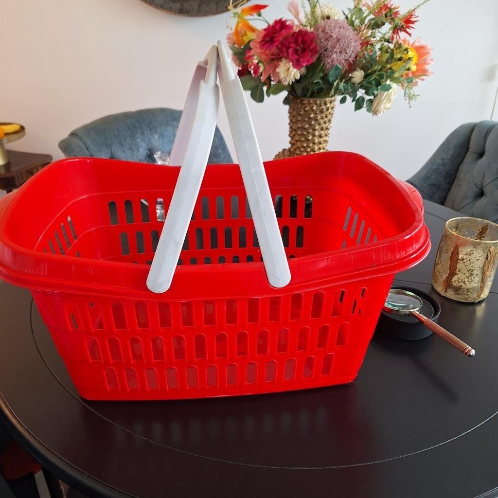 Wasmand met hengsel - 52 cm breed, Ophalen of Verzenden, Gebruikt, Rood, Kunststof