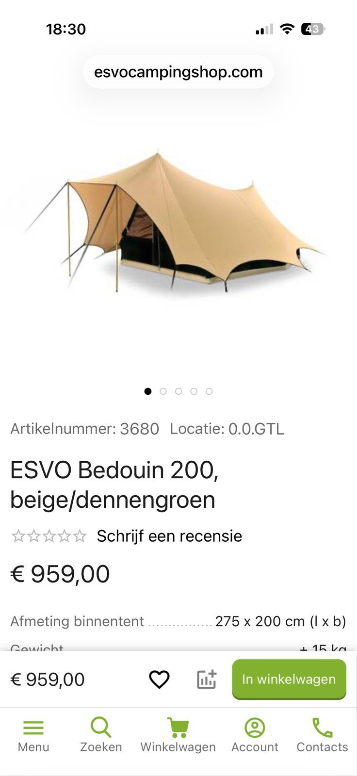 ESVO Bedouin 200 nieuw nooit gebruikt (m2421753061) — Tenten