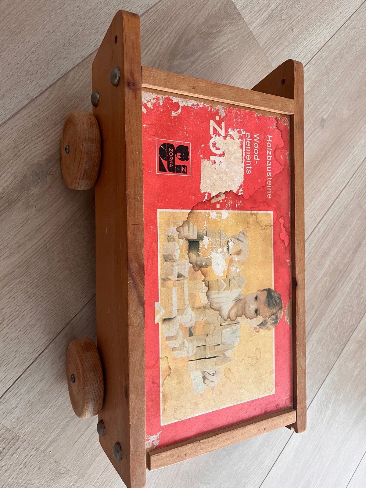 Vintage Houten Bouwblokken in Kar - Zorna, Ophalen, Gebruikt, Overige merken