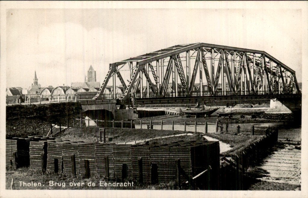Tholen - Brug - over de Eendracht, Verzamelen, Ophalen of Verzenden, 1920 tot 1940, Gelopen, Zeeland