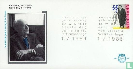 FDC E237 Willem Drees 1986 NL onbeschreven, Postzegels en Munten, Postzegels | Nederland, Ophalen of Verzenden
