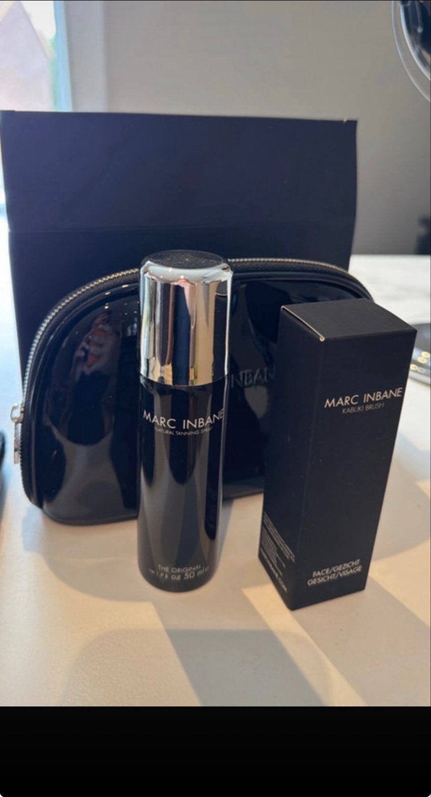 Marc Inbane Travelset: Tanning Spray & Kabuki Kwast, Ophalen of Verzenden, Nieuw, Overige typen