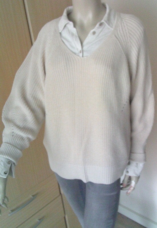SELECTED FEMME LSKNIT wear V-neck noos B XL, Verzenden, Beige, Gedragen, Maat 46/48 (XL) of groter