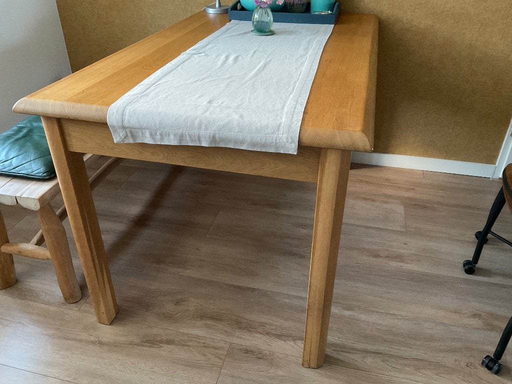 Eettafel licht eiken, Huis en Inrichting, Tafels | Eettafels, Ophalen, Gebruikt, Eikenhout, 200 cm of meer
