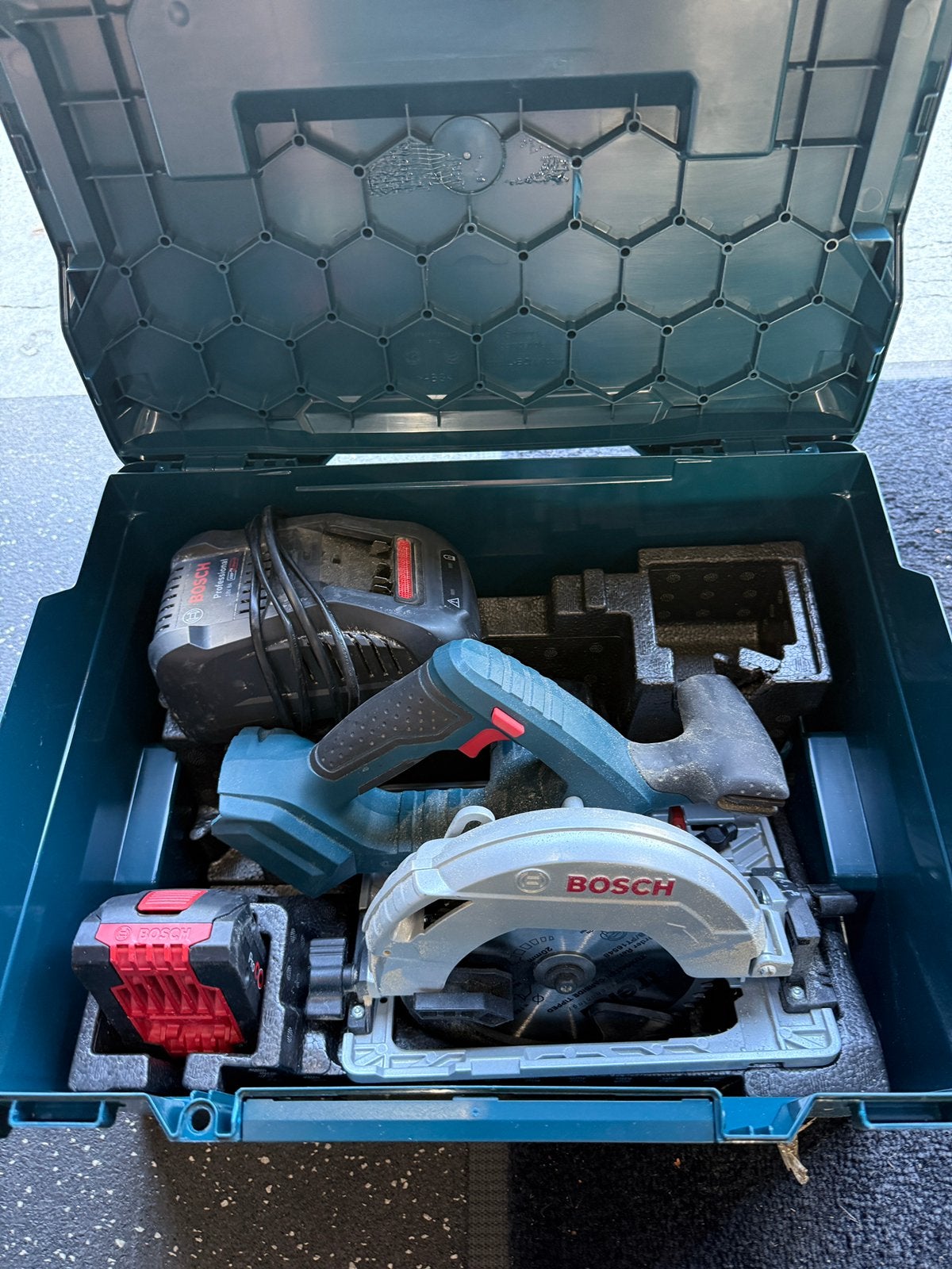 Bosch professional Circelzaag GKS 18v-57 G, Decoupeerzaag, Ophalen of Verzenden, Zo goed als nieuw, 30 tot 70 mm