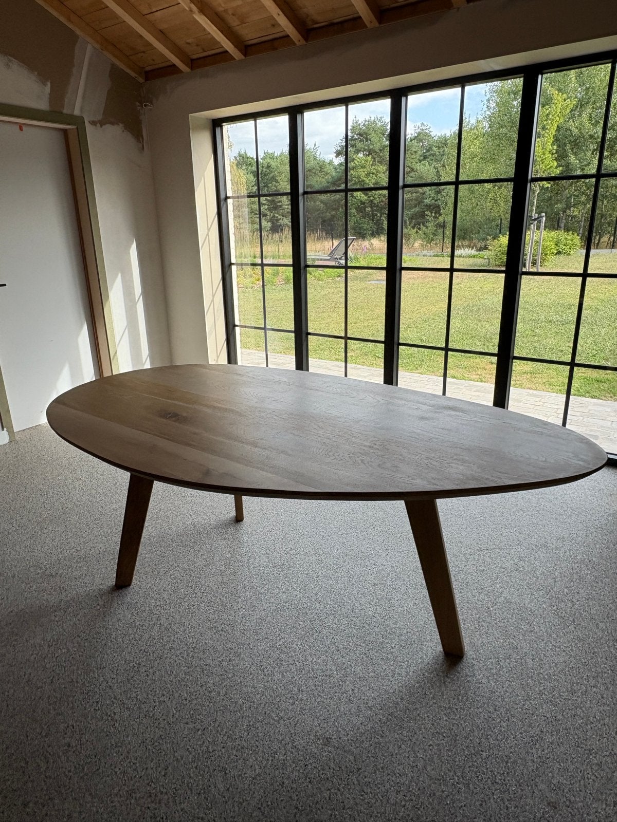 Massief eiken eettafel, Huis en Inrichting, Tafels | Eettafels, Ophalen, 200 cm of meer, 50 tot 100 cm, Zo goed als nieuw