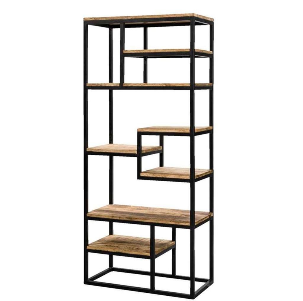 Wandmeubel Kyan - zwart/naturel - 180x80x40 cm, Huis en Inrichting, Ophalen, Zo goed als nieuw