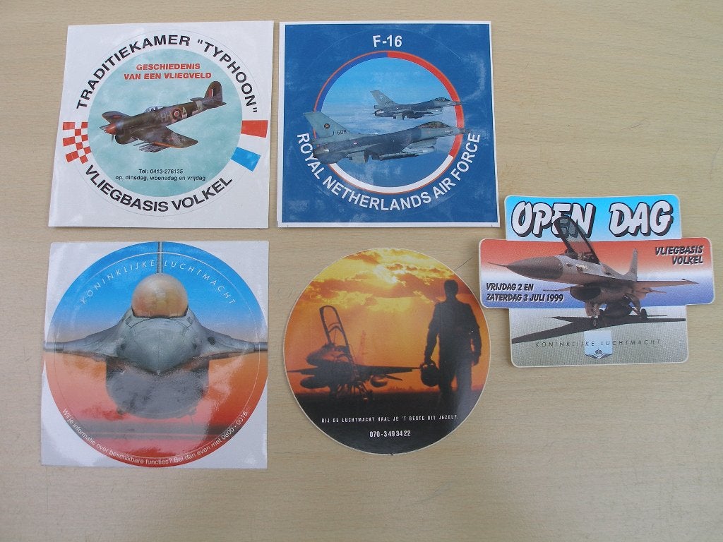Vijf stickers luchtmacht, per stuk 0,50 euro, Ophalen of Verzenden, Luchtmacht, Nederland, Overige typen
