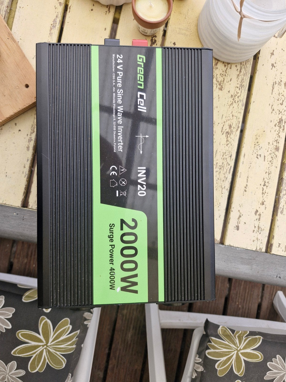 Green Cell 24V Pure Sine Wave Omvormer 2000W, Ophalen, Gebruikt, Overige merken, Omvormer