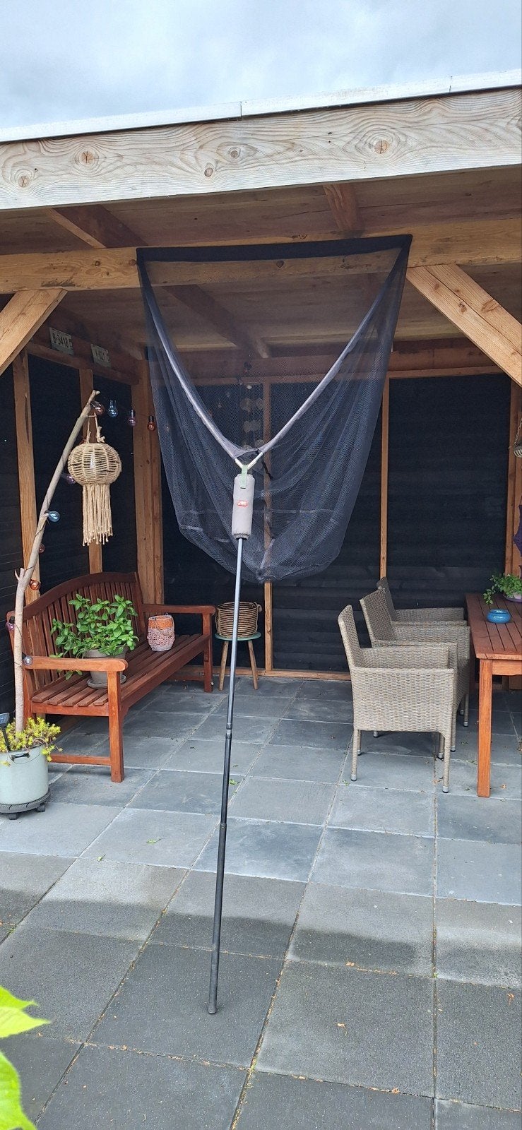 Karpernet 42 inch tweedelige steel, spreidblok rvs,, Ophalen of Verzenden, Zo goed als nieuw, Net of Fuik