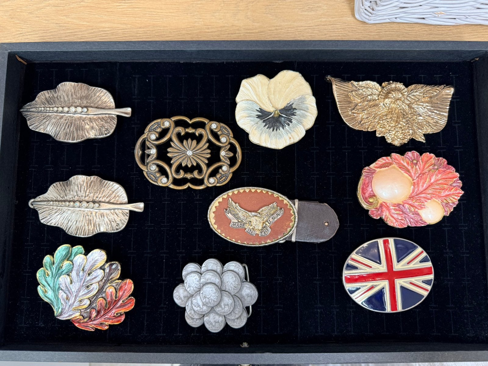 Partij van 9 Vintage Riemgespen / Belt Buckles (USA), Losse buckle of gesp, Overige kleuren, 5 cm of meer, Ophalen of Verzenden