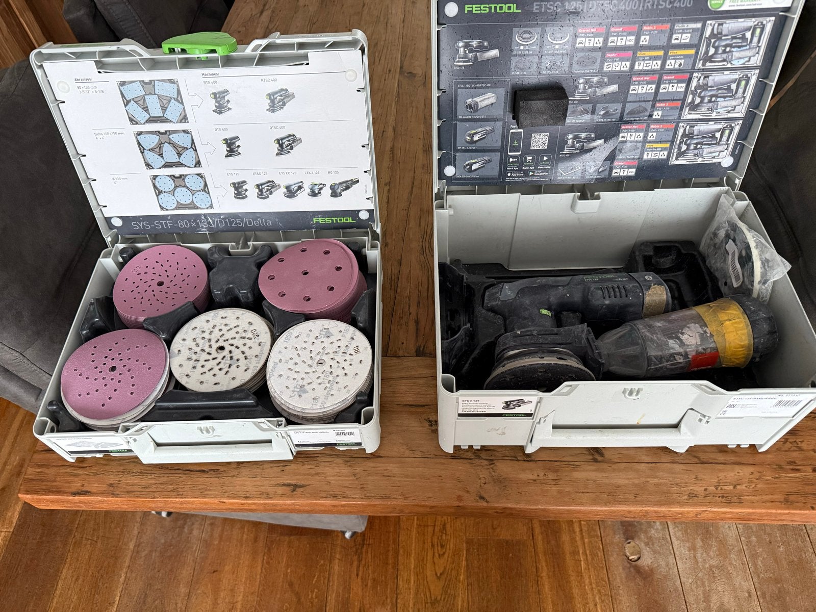 Festool ETS/ETSC 125 schuurmachine met lader en extra accu, Ophalen, Coenecoop 2 G 2741 PG WADDINXVEEN, Zo goed als nieuw, Excentrische schuurmachine