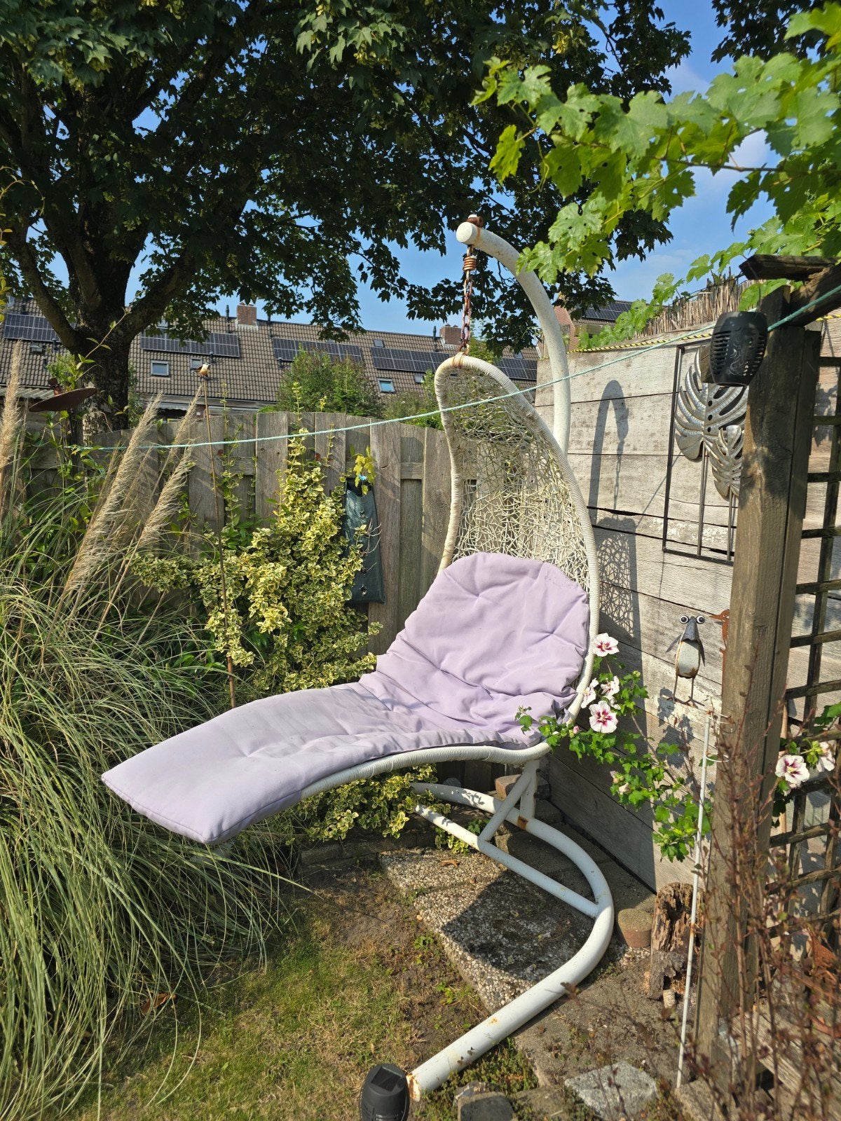 Hangstoel (ligstoel) binnen / buiten, wit, staal, kunststof, Tuin en Terras, Tuinstoelen, Ophalen, Gebruikt