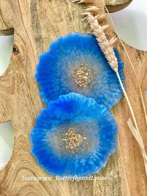Prachtige kobalt blauw onderzetter Nail Art palet Epoxy Art, Blauw, Ophalen, Handgemaakt, Overige materialen