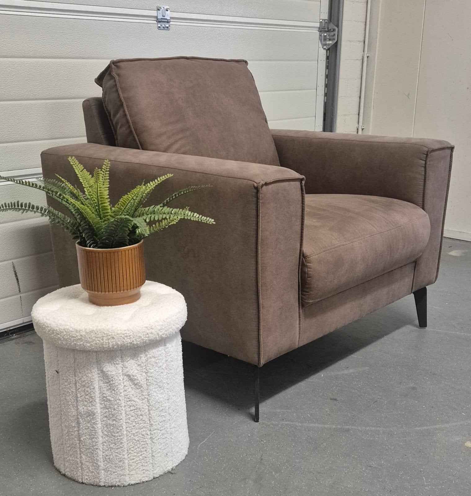 Nieuwe comfortabele fauteuil | loungestoel | Taupe/Bruin |, ., Nieuw, 75 tot 100 cm, Stof