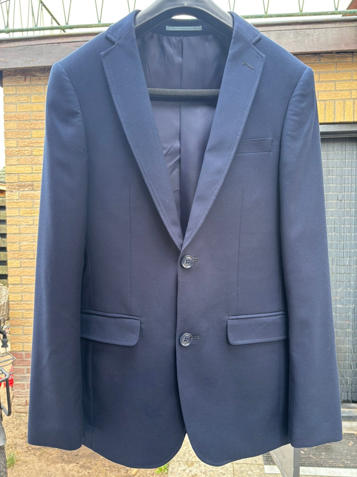 2 delig pak donker marine blauw, Kleding | Heren, Kostuums en Colberts, Ophalen, Zo goed als nieuw, Maat 46 (S) of kleiner, Blauw