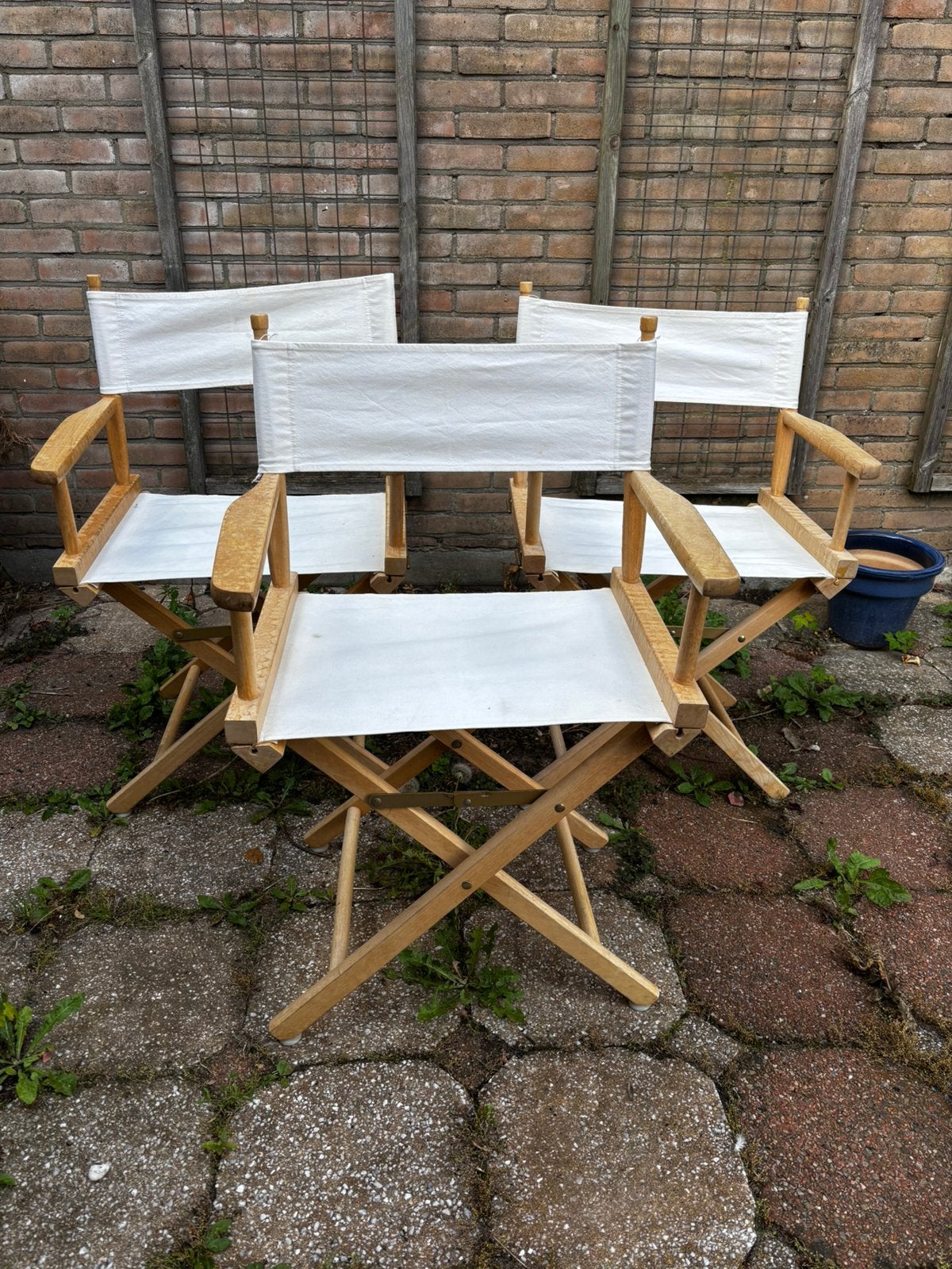 Opklapbare regisseur stoeltjes, 3 stuks, Tuin en Terras, Tuinsets en Loungesets, Gebruikt, Stoel, Hout, Ophalen