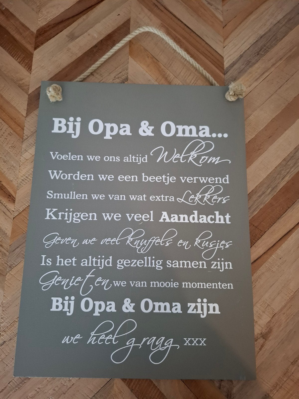 Wandbord "bij Opa & Oma, Ophalen of Verzenden
