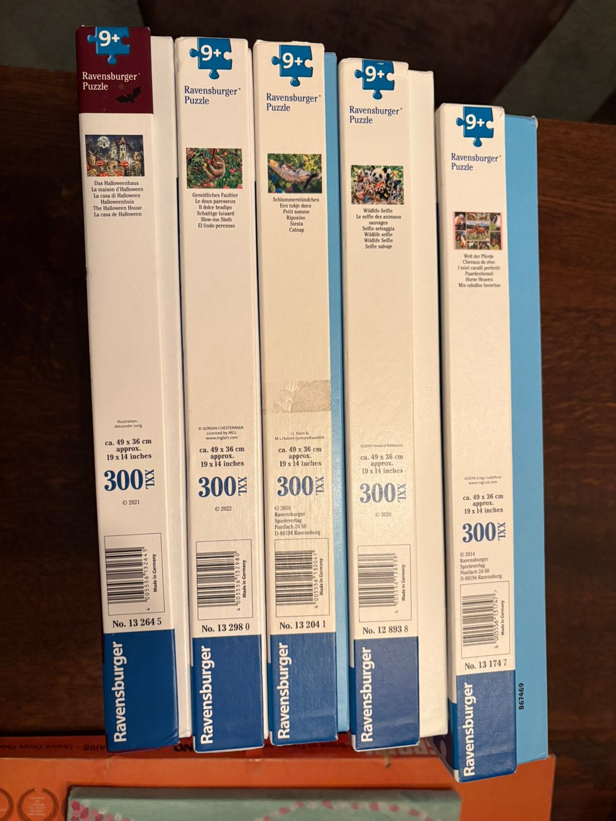 Set van 5 legpuzzels Ravensburger 300 XXL, Hobby en Vrije tijd, Ophalen of Verzenden, Minder dan 500 stukjes, Gebruikt, Legpuzzel