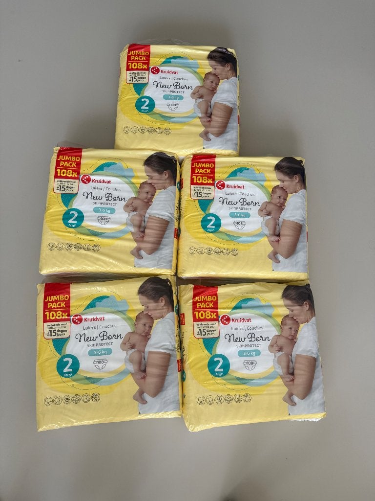 Kruidvat luiers maat 2 5xjumbopak, Ophalen of Verzenden, Nieuw