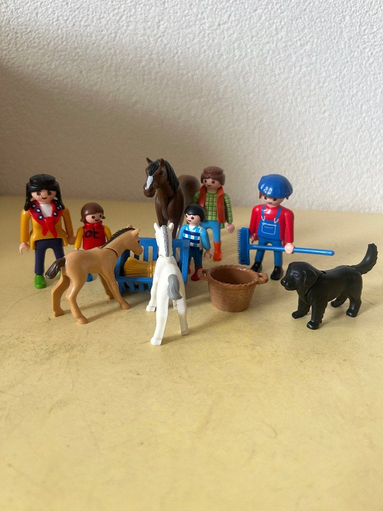 Vintage Playmobil boerderij met paarden - 134 gram, Gebruikt, Complete set, Ophalen of Verzenden, Country