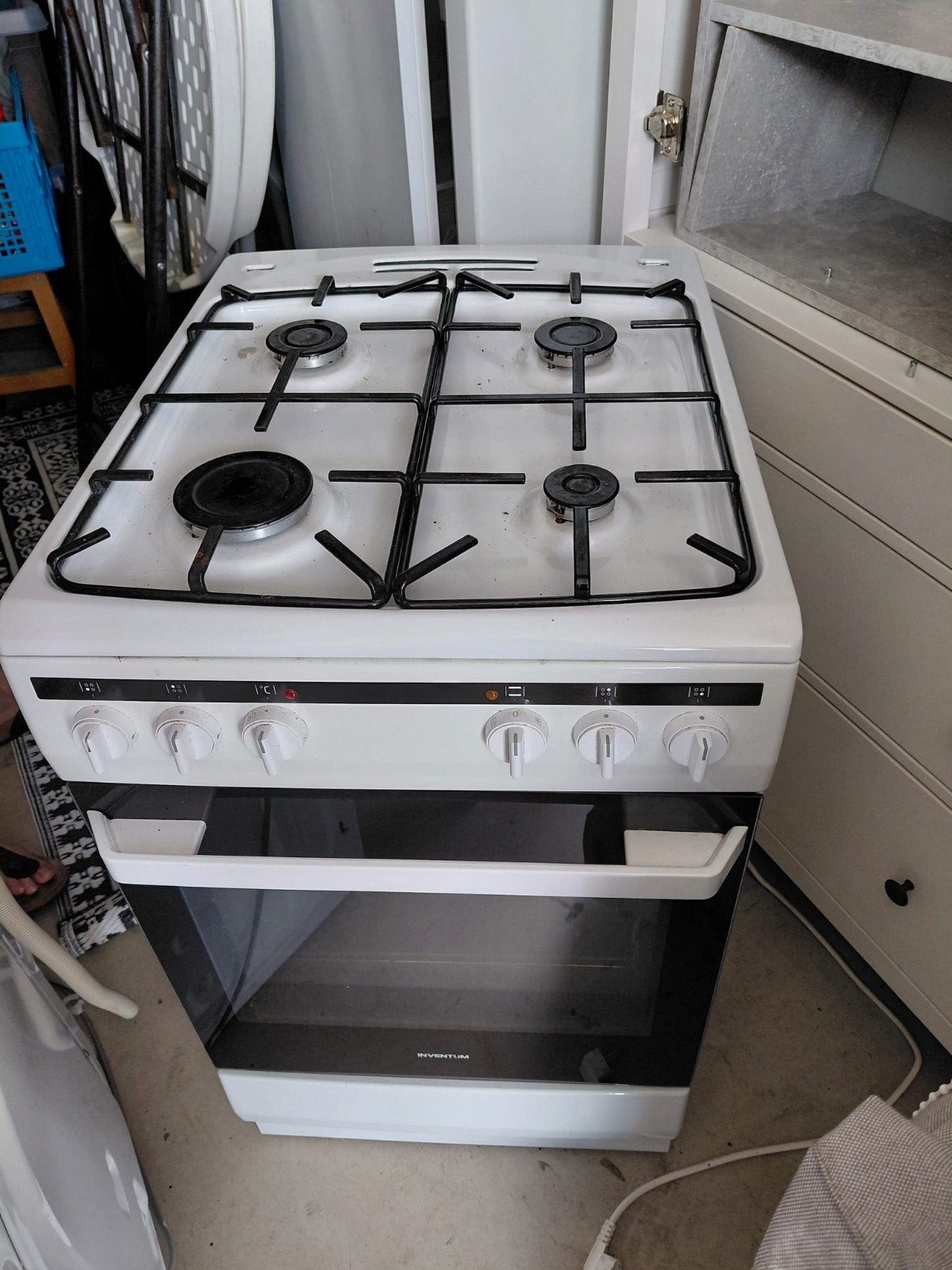 Inventum gasfornuis met oven, Ophalen, Gebruikt, 60 cm of meer, 4 kookzones