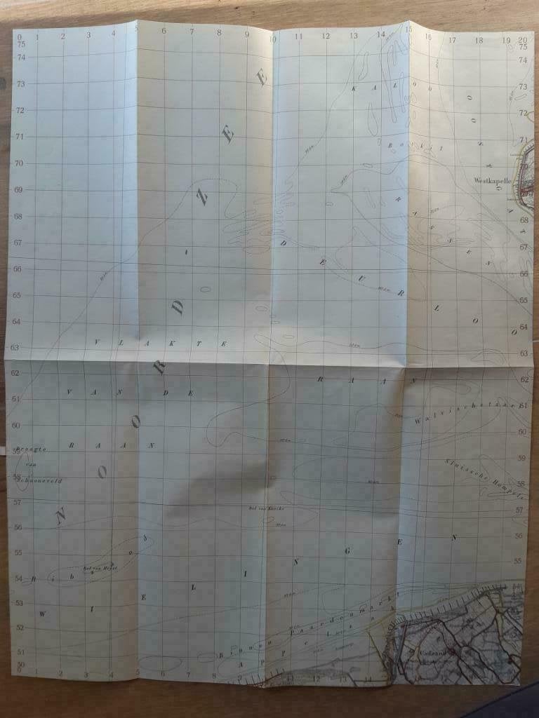 047 / cadzand en Noordzee Stafkaart uit 1940 WOII, Ophalen of Verzenden, 1800 tot 2000, Landkaart, Zo goed als nieuw