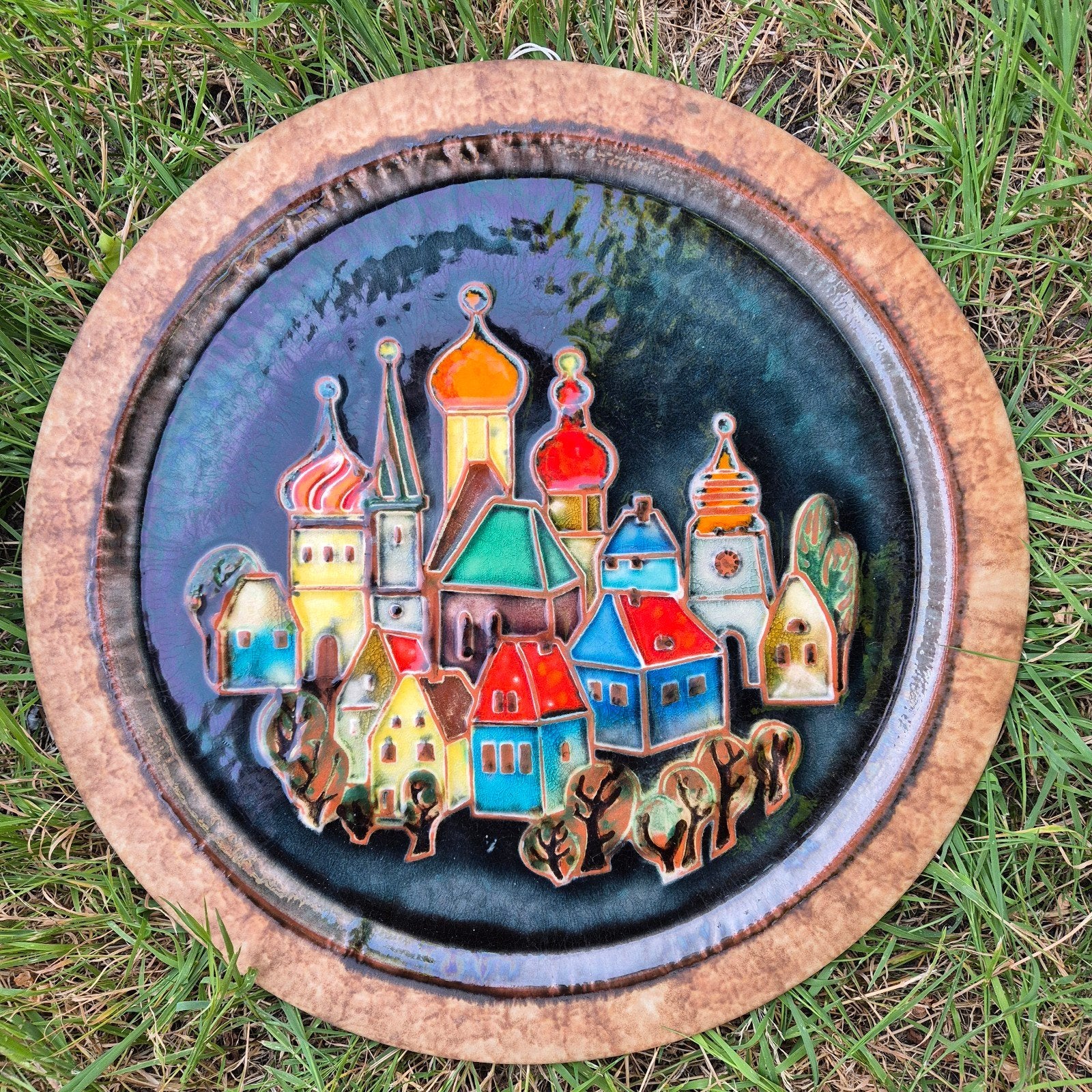 Majolica jaren 70 wandbord keramiek, Ophalen of Verzenden