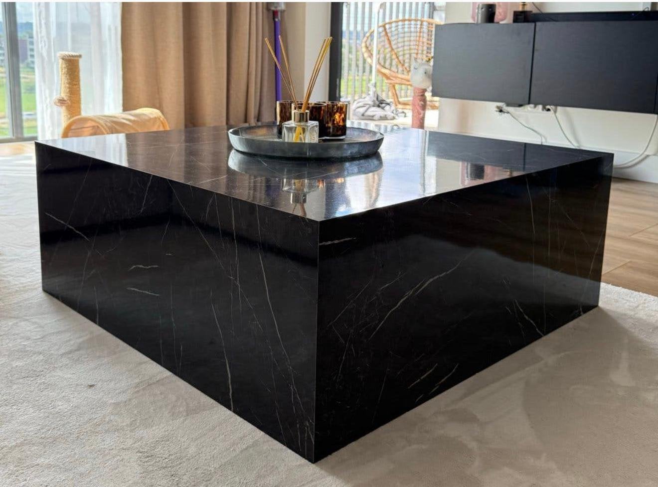 Westwing Lesley salontafel – zwarte marmerlook, Ophalen, Zo goed als nieuw, 50 tot 100 cm