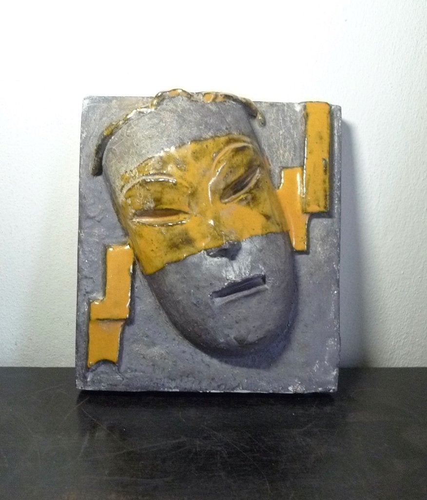 Geometrisch-abstract masker sculptuur vorm, Ophalen, Steen of Keramiek, Wanddecoratie