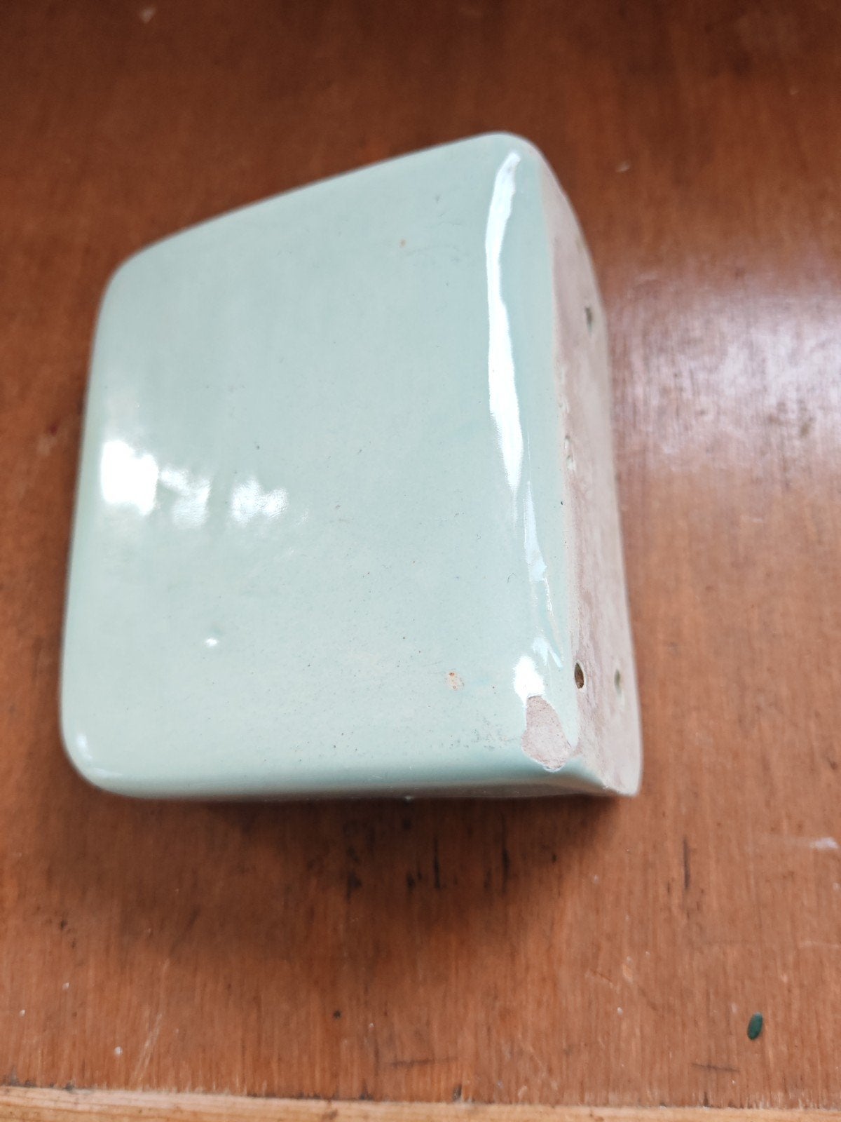 Vintage lichtgroen keramisch zeepbakje, Ophalen of Verzenden