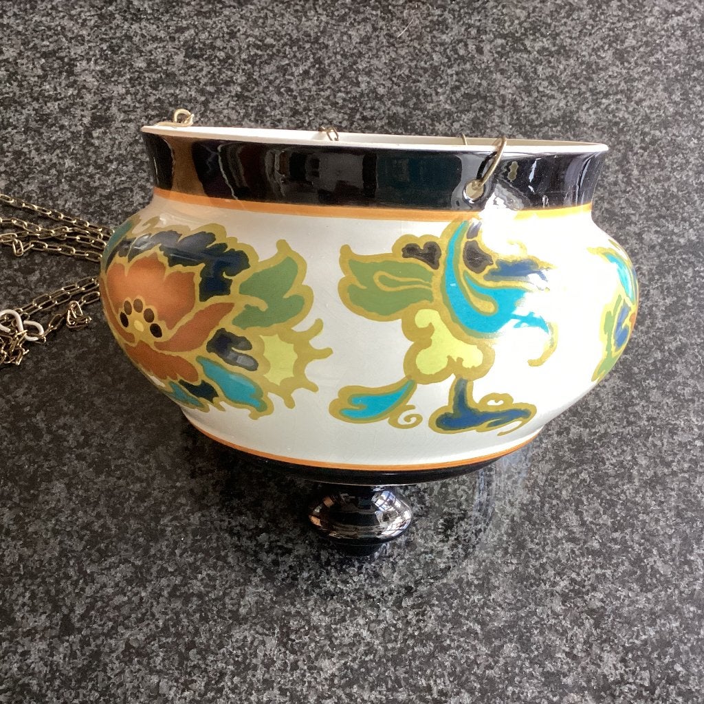 Plantpot,  bloempot, hangend, Gouda, plateel, antiek, Tuin en Terras, Bloempotten, Ophalen, Gebruikt, Rond, Binnen