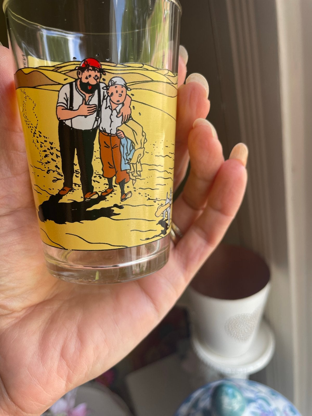 Amora glas Kuifje TinTin (1974) in uitzonderlijk goede staat, Ophalen of Verzenden, Zo goed als nieuw