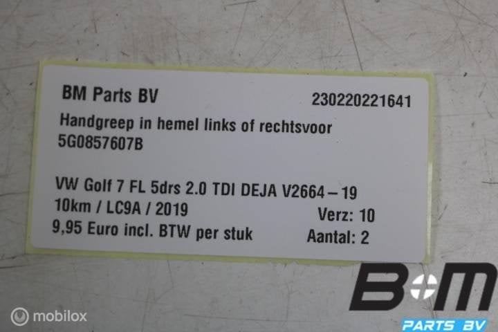 Handgreep in hemel LV of RV VW Golf 7 FL 5G0857607B, Gebruikt