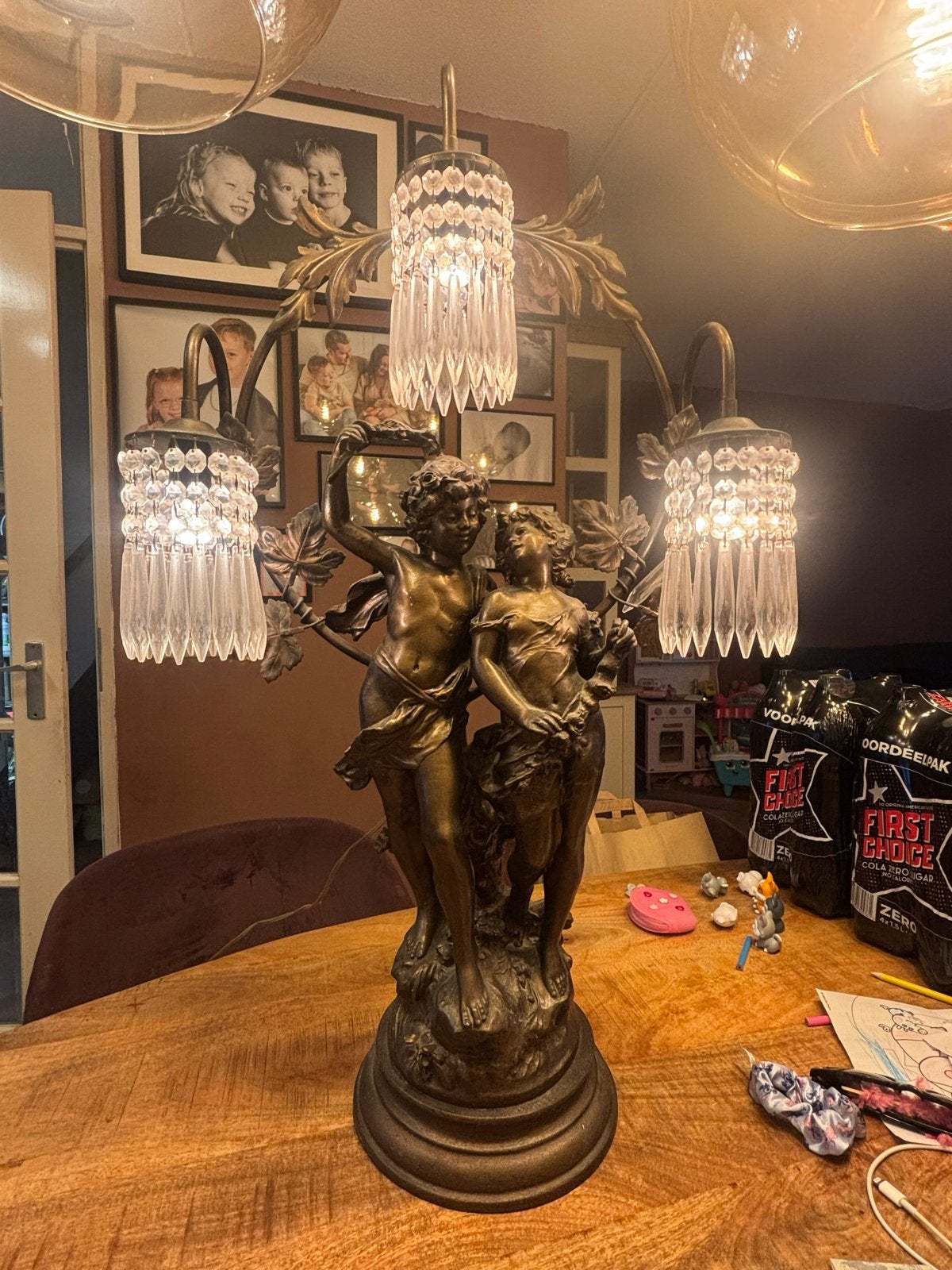 Antieke Art Nouveau Tafellamp "La Jeunesse" - Aug. Moreau, Ophalen