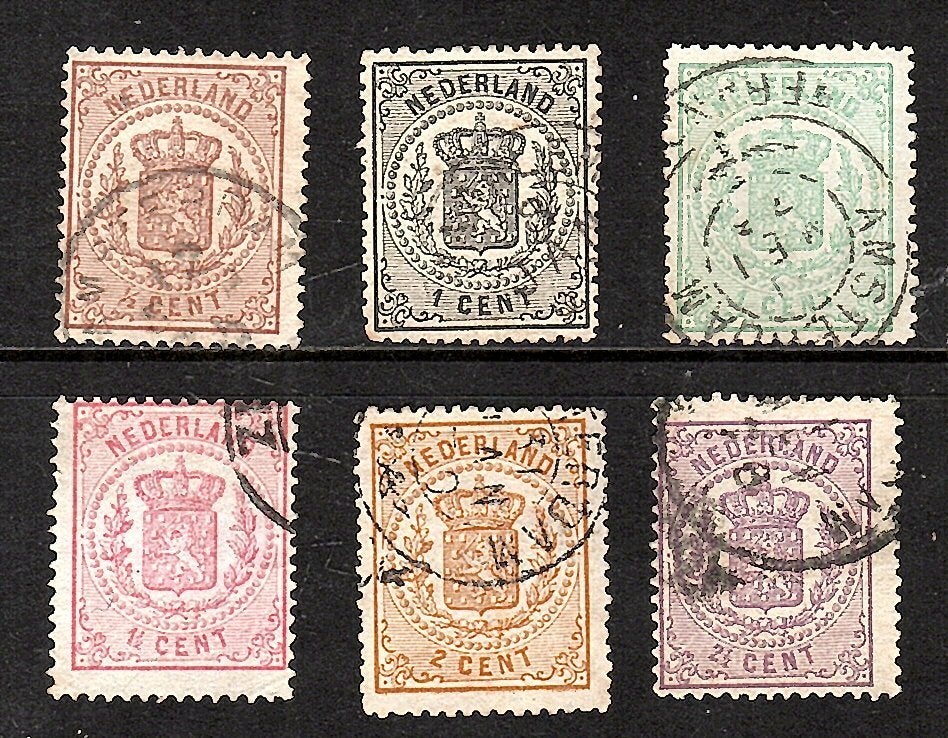 979 nvph 13-18 wapenzegels 1869 gebruikt zie scans., Ophalen of Verzenden, T/m 1940, Gestempeld